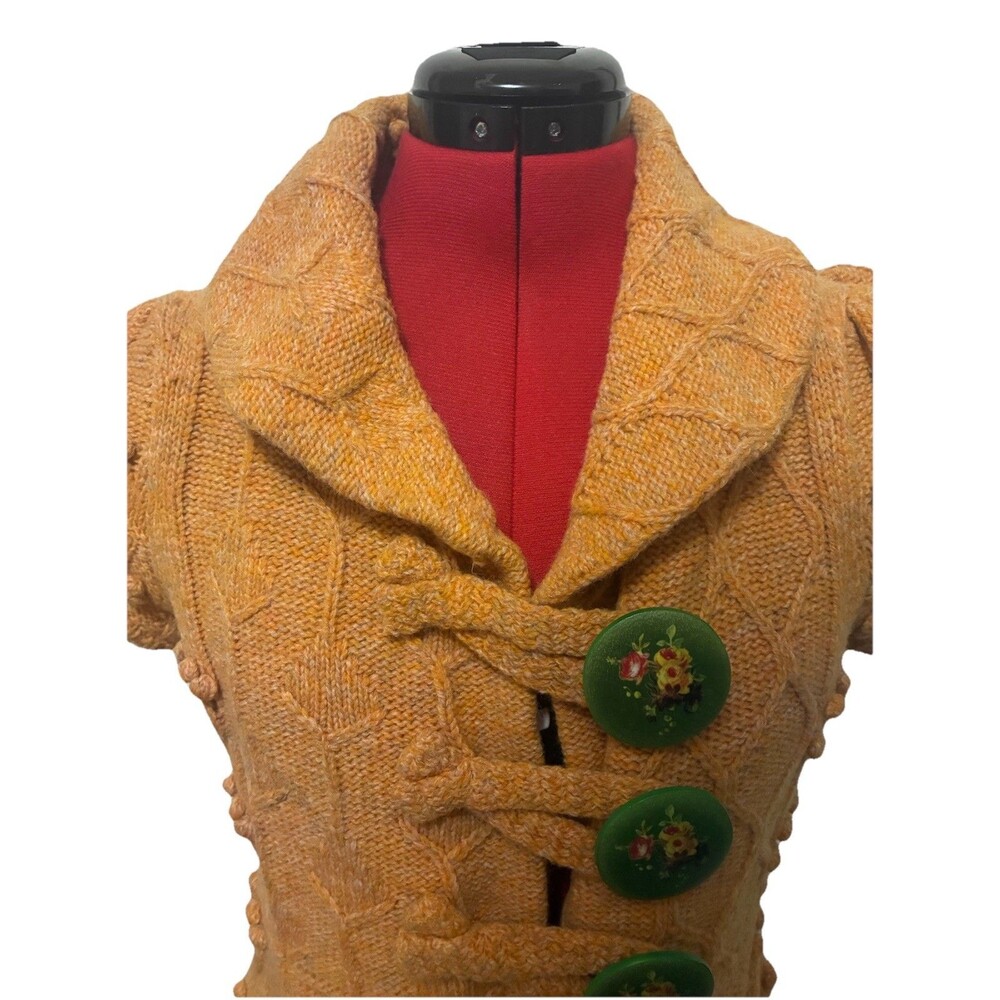 Leifsdottir Wool Boho Orange Cardigan Textured Knit Size Small - Picture 2 of 8